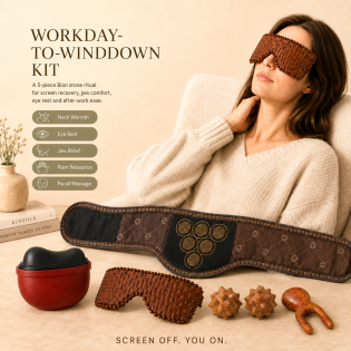 Workday-to-Winddown Kit – 5-Piece Bian Stone Self-Care Set for Neck, Eyes, Face, Jaw & Hands