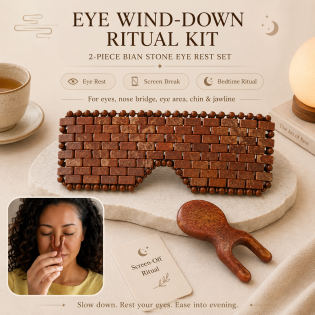 Eye Wind-Down Ritual Kit – 2-Piece Bian Stone Eye Rest Set for Screen-Time & Bedtime Care