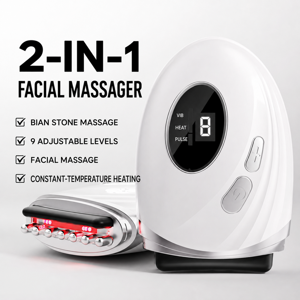 2-in-1 Heated Bian Stone Facial Massager with Vibration & Pulse for Face, Neck & Body - Image 2