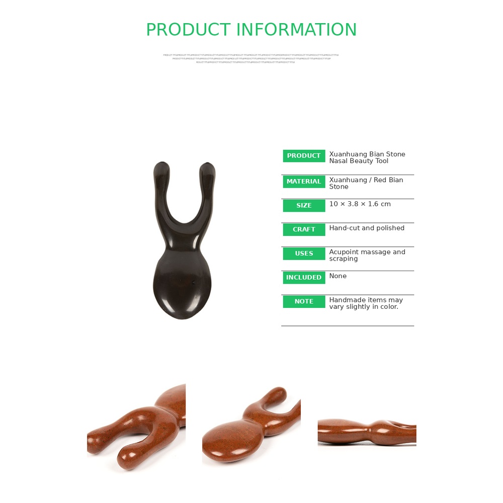 Natural U-Shaped Bian Stone Facial Massage Tool for Nose Bridge, Eye Area, Chin & Jawline - Image 2