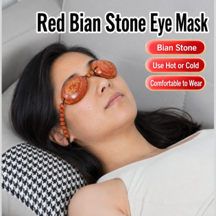 Natural Red Bian Stone Eye Mask for Screen Fatigue, Eye Rest and Hot Cold Comfort