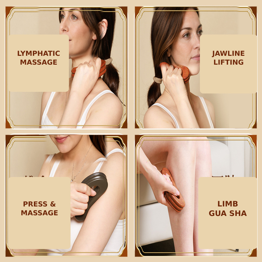 Hand-Polished Four-Groove Bian Stone Gua Sha Board for Face, Neck, Shoulders, Back & Legs,Jawline - Image 4