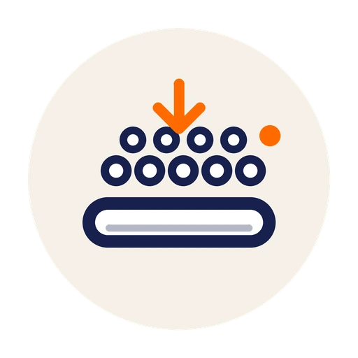 Weight and pressure icon showing beaded Resoveya tool construction